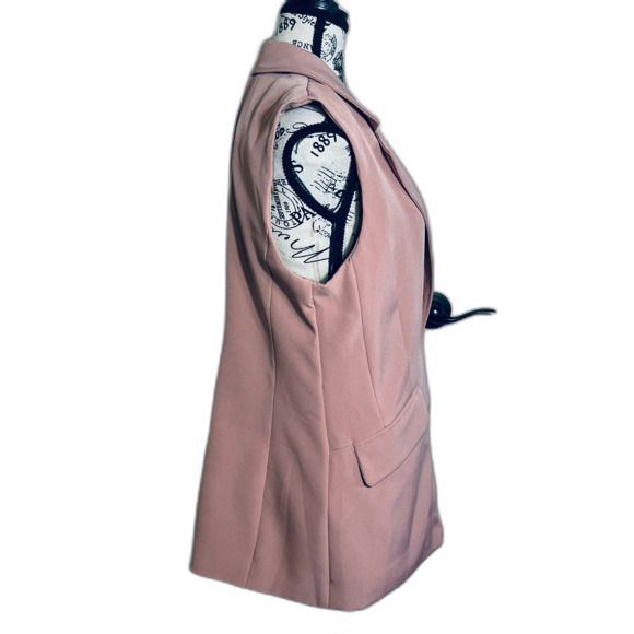 NWT Avec Les Filles Pink Antique Rose Sleeveless Blazer MED Vest READ Twee Work - Picture 3 of 9